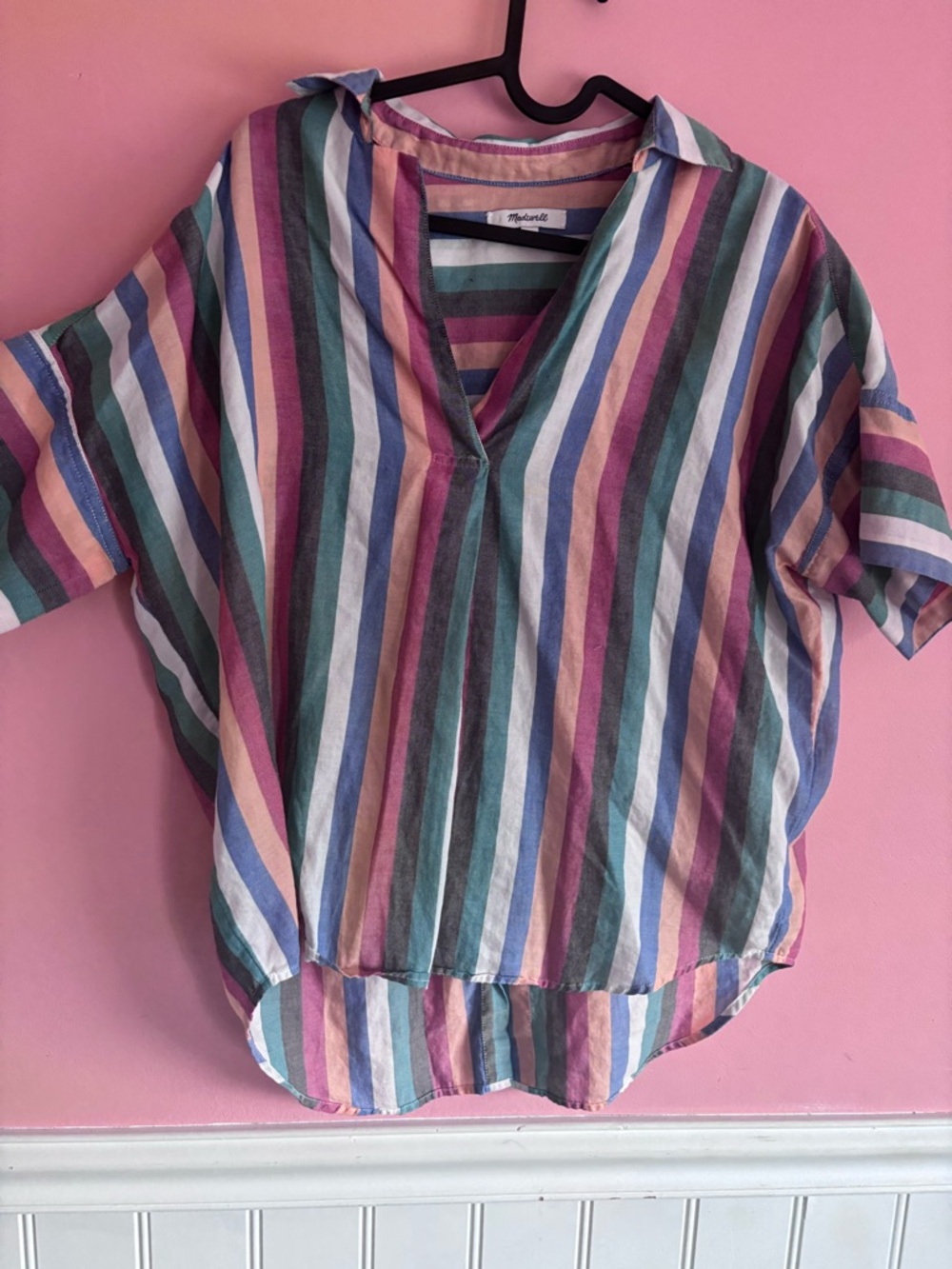 Madewell Pastel Multistripe V-Neck Cotton Tunic